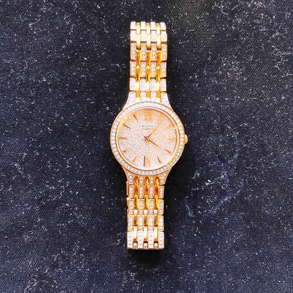 Bulova Phantom Rose Gold Tone Crystal Encrusted Ladies Watch
